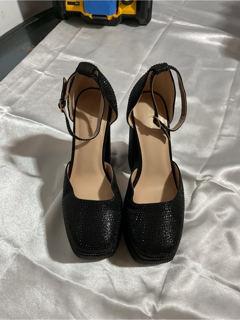 Black Ankle-Strap Block Heel Pumps - Elegant Evening Shoes